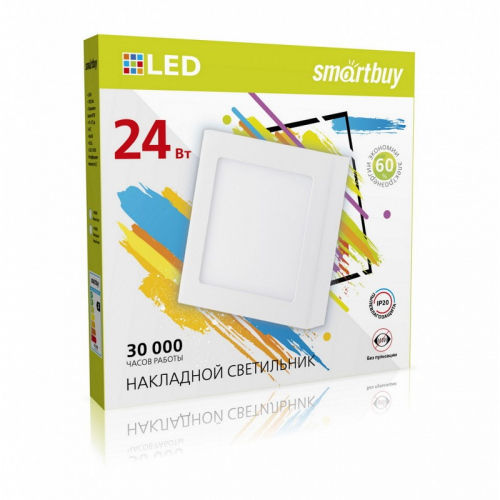 Накладной (LED) светильник Square SDL Smartbuy-24w/6500K/IP40 (SBL-SqSDL-24-65K)/20, цена за 1 шт