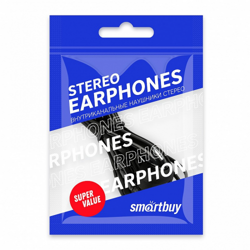 Внутриканальная гарнитура Smartbuy S6, черная, цветной пакет (SBH-201) / 100, цена за 1 шт