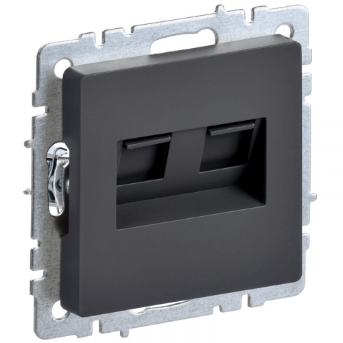 BRITE Розетка компьютерная двойная RJ45 кат.6 РК11-2-БрГ графит IEK, цена за 1 шт