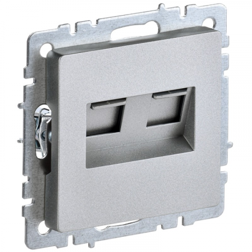 BRITE Розетка компьютерная двойная RJ45 кат.6 РК11-2-БрА алюминий IEK, цена за 1 шт