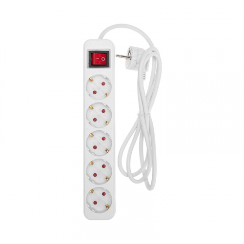 Удлинитель STANDARD 5 гнезд, 1,5м, 3х1,0мм², с/з, с выключателем, белый REXANT, цена за 1 шт