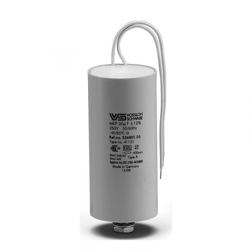 VS 30 мкФ ±10% 250V d45xl88 -25C/+85C M8x10 (Пласт. корпус/провода 250мм) - Конденсатор, цена за 1 шт