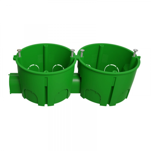 KUTS1-68-45-green Коробка установочная ЭРА KUTS1-68-45-green зеленая 68х45мм для твердых стен с саморезами, один стыковочный узел IP20, цена за 1 шт