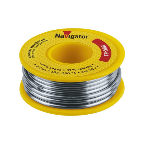 Припой Navigator 93 786 NEM-Pos05-63K-2-K50 (ПОС-63, катушка, 2 мм, 50 гр), цена за 1 шт