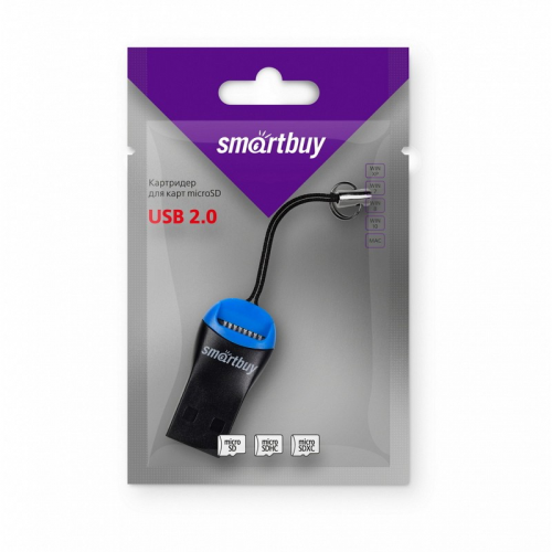 Картридер Smartbuy 711, USB 2.0 - MicroSD, (SBR-711-B), цена за 1 шт