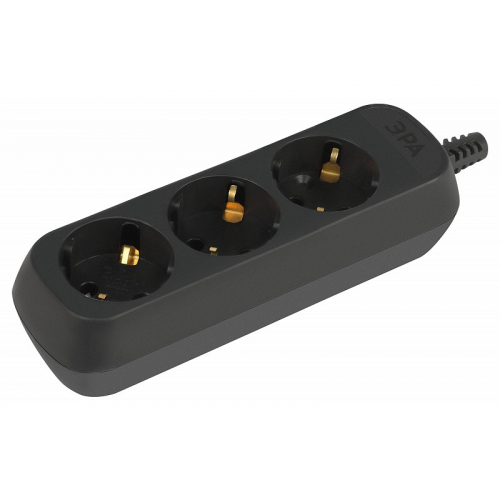 KX-3e-B Колодка ЭРА KX-3e-B 3 розетки с зазeмлением черная, цена за 1 шт