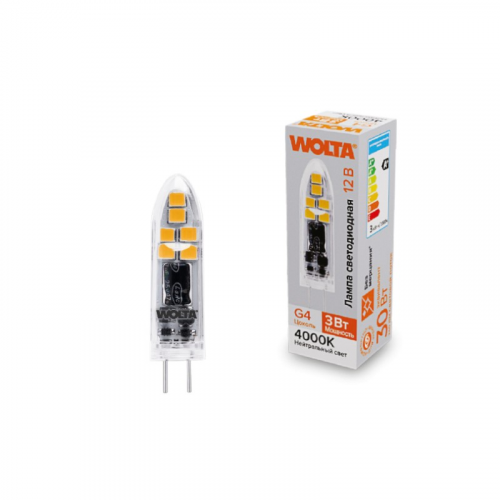 Светодиодная лампа WOLTA WSTD-JC-12V3W4KG4-P 3Вт 4000K G4, цена за 1 шт