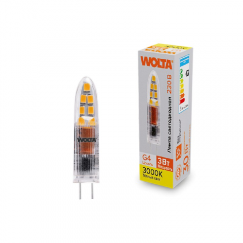 Светодиодная лампа WOLTA WSTD-JC-220V3W3KG4-P 3Вт 3000K G4, цена за 1 шт