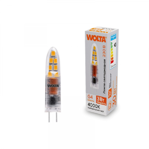 Светодиодная лампа WOLTA WSTD-JC-220V3W4KG4-P 3Вт 4000K G4, цена за 1 шт