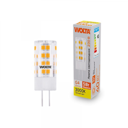 Светодиодная лампа WOLTA WSTD-JC-220V5W3KG4-C 5Вт 3000K G4, цена за 1 шт