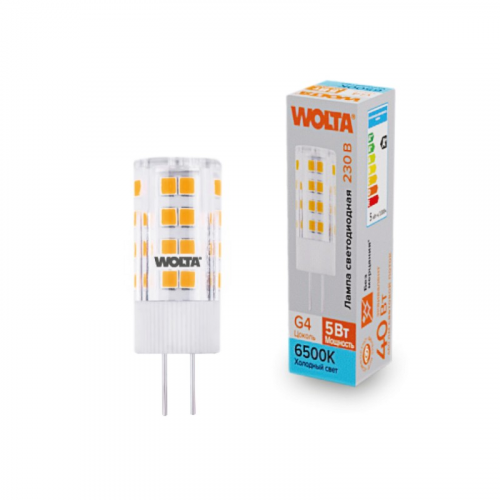 Светодиодная лампа WOLTA WSTD-JC-220V5W6KG4-C 5Вт 6500K G4, цена за 1 шт