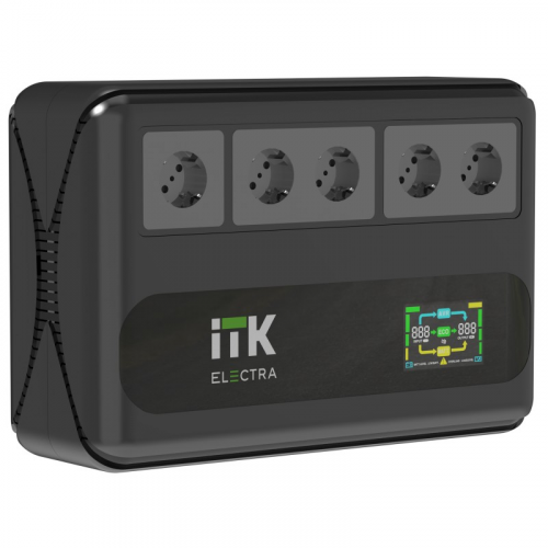 ITK ELECTRA LT5 ИБП Линейно-интерактивный 800ВА/480Вт однофазный с LCD дисплеем с АКБ 1х9AH 5 розеток Schuko, цена за 1 шт