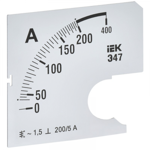 Шкала сменная для амперметра Э47 200/5А класс точности 1,5 72х72мм IEK, цена за 1 шт