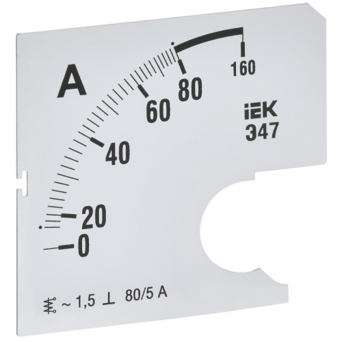 Шкала сменная для амперметра Э47 80/5А класс точности 1,5 72х72мм IEK, цена за 1 шт