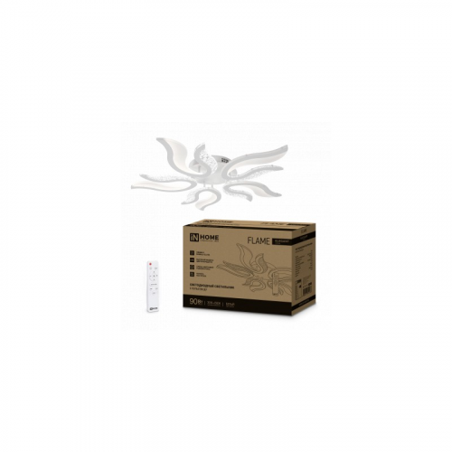 Светильник светодиодный ELEGANT FLAME 90Вт 230В 3000-6500K 7000Лм 820х802х87мм c пультом ДУ белый IN HOME, цена за 1 шт