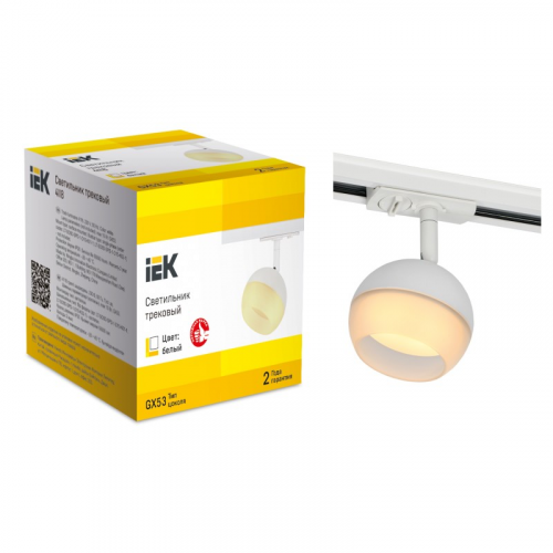 LIGHTING Светильник 4118 декоративный трековый поворотный под лампу GX53 белый IEK, цена за 1 шт