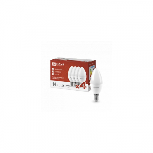Лампа светодиодная LED-СВЕЧА-VC 4PACK 14Вт 230В Е14 4000К 1330Лм (4шт./упак) IN HOME, цена за 1 шт