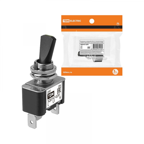 Выключатель-тумблер ASW-07D-2 1P 12В AC/DC 30А (3c) ON-OFF с фиксацией с зеленой LED подсветкой TDM, цена за 1 шт