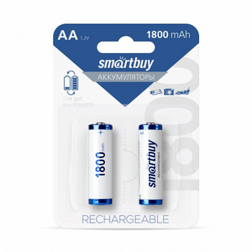 Аккумулятор NiMh Smartbuy AA/2BL 1800 mAh (24/240) (SBBR-2A02BL1800) (цена за упаковку, 2 шт), цена за 1 упак