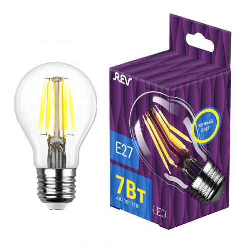 32353 2 Лампа filament, груша, A60, 7Вт, E27, 2700K, 695Лм, 32353 2, REV, цена за 1 шт