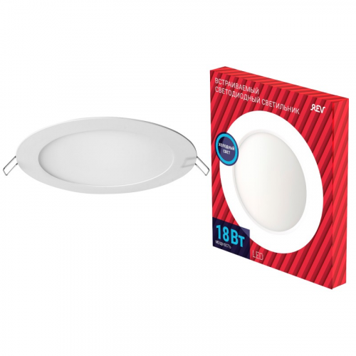 28942 5 Светильник встраиваемый для офиса, светодиодный, SUPERSLIM ROUND, 188x188x15мм, 18Вт, 1530Лм, 6500К, IP20, 28942 5, REV, цена за 1 шт
