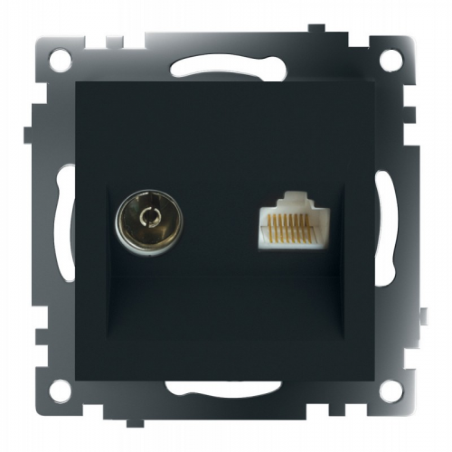 Розетка TV + компьютерная RJ-45 (механизм), серия Катрин, черный, GLS00-7106-05, цена за 1 шт