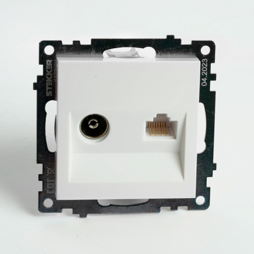Розетка TV + компьютерная RJ-45 (механизм), серия Катрин, белый, GLS00-7106-01, цена за 1 шт