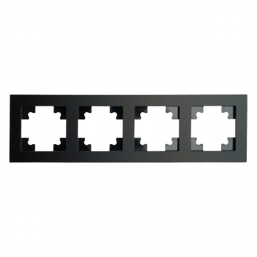 GFR00-7004-05М Рамка 4-местная, стекло, серия Катрин, черный матовый, цена за 1 шт