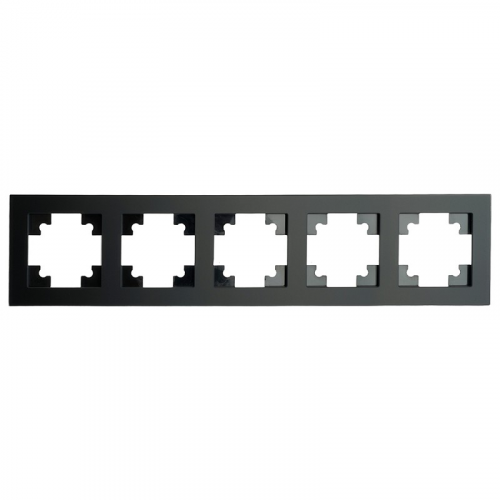 GFR00-7005-05М Рамка 5-местная, стекло, серия Катрин, черный матовый, цена за 1 шт