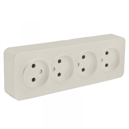 Розетка 4-местная б/з открытой установки, 250В, 10А, IP20, серия София, слоновая кость, MST10-14-04, цена за 1 шт