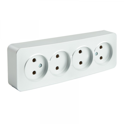 Розетка 4-местная б/з открытой установки, 250В, 10А, IP20, серия София, серебро, MST10-14-03, цена за 1 шт