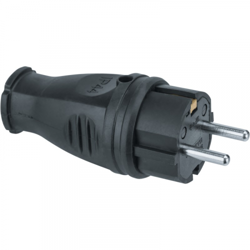 Вилка Navigator 61 368 NCA-PLR02-16A-E-IP44-BL прямая с/з каучук черная, цена за 1 шт