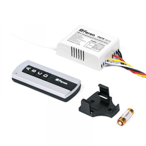 TM78 Выключатель дистанционный 230V 1000W 4-х канальный 30м с пультом управления, черный/серебро, цена за 1 шт