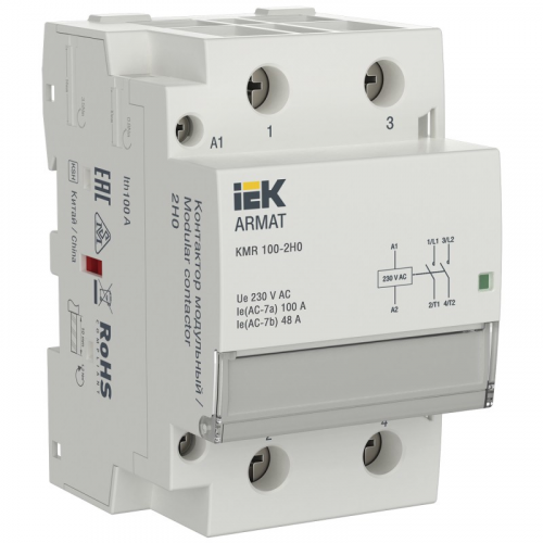 ARMAT Контактор модульный KMR 100А 230В AC 2НО IEK, цена за 1 шт