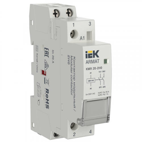 ARMAT Контактор модульный KMR 20А 230В AC 2НО IEK, цена за 1 шт