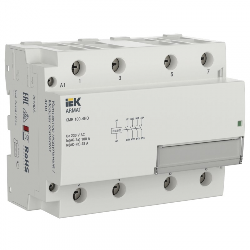 ARMAT Контактор модульный KMR 100А 24В AC/DC 4НО IEK, цена за 1 шт