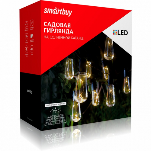 Садовая гирлянда Smartbuy на солнечной батарее, пластик, 2 м (SBF-203)/12, цена за 1 шт