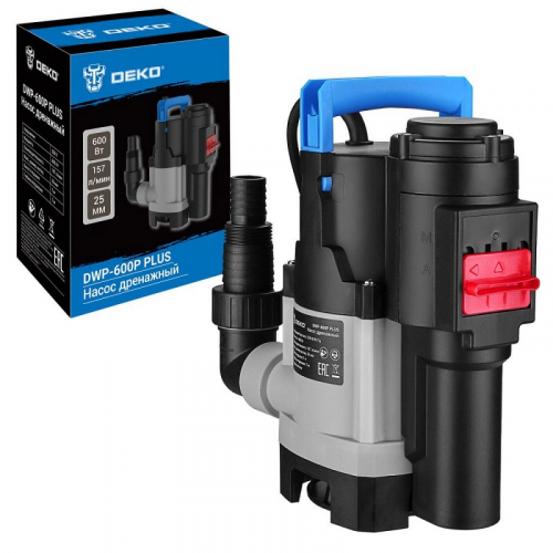 Насос дренажный DEKO DWP-600P PLUS (грязевая, 2 режима, 220В, 600Вт, пластик), цена за 1 шт
