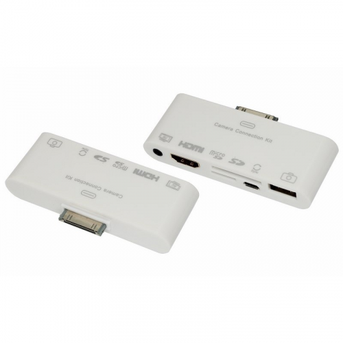 AV адаптер 6 в 1 для iPhone 4/4S на HDMI, USB, microSD, SD, 3.5 мм, microUSB, цена за 1 шт