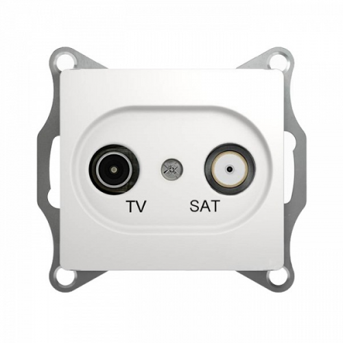Механизм телевизионной оконечной розетки TV/SAT 1dB Schneider GLOSSA, цвет белый, цена за 1 шт