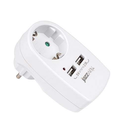 Разветвители и переходники / Адаптер JAZZway AD-1GU USB, заземл. (5051744), цена за 1 шт