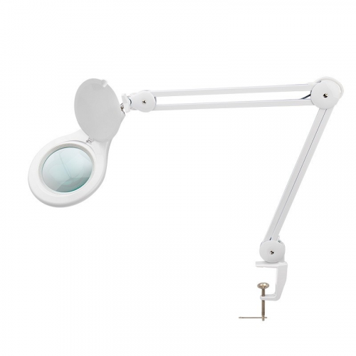 Лупа на струбцине круглая 5D с подсветкой 56 SMD LED, ø127мм, белая REXANT, цена за 1 шт