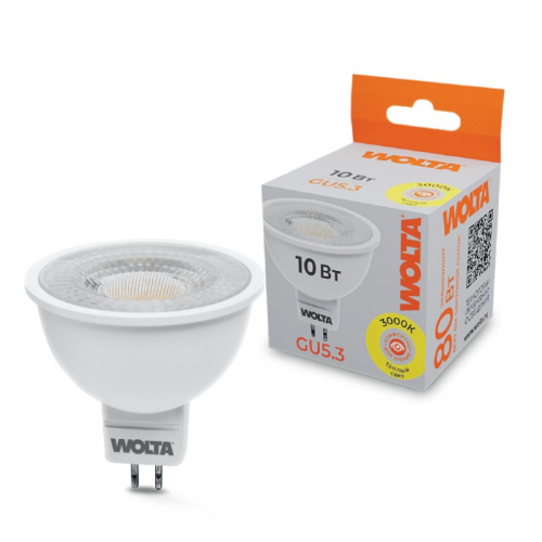 Светодиодная лампа WOLTA WSTD-MR16-220V10W3KGU5.3-L с линзой 10Вт 3000K GU5.3, цена за 1 шт