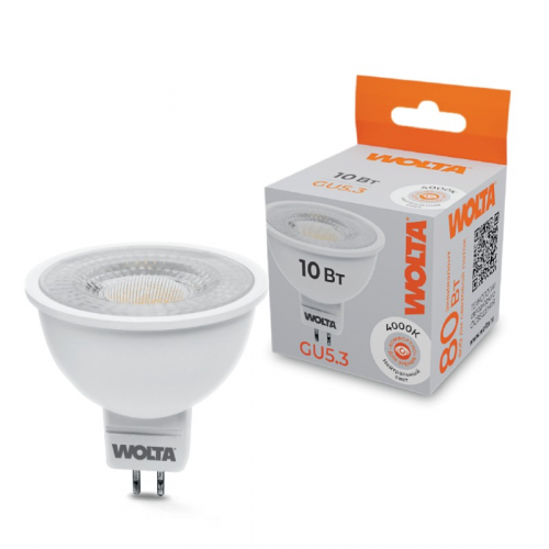 Светодиодная лампа WOLTA WSTD-MR16-220V10W4KGU5.3-L с линзой 10Вт 4000K GU5.3, цена за 1 шт