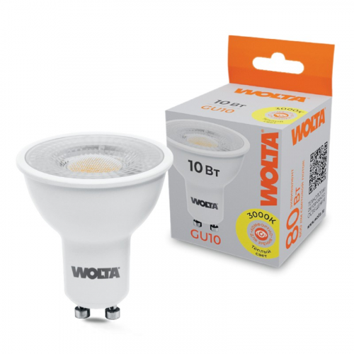 Светодиодная лампа WOLTA WSTD-PAR16-220V10W3KGU10-L с линзой 10Вт 3000K GU10, цена за 1 шт