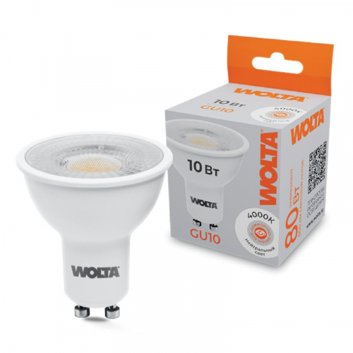 Светодиодная лампа WOLTA WSTD-PAR16-220V10W4KGU10-L с линзой 10Вт 4000K GU10, цена за 1 шт