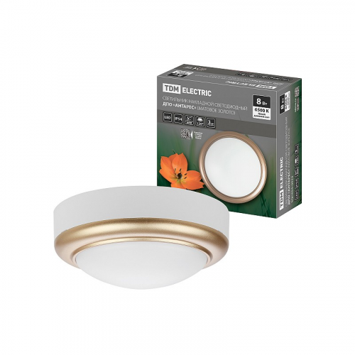 Светильник накладной LED ДПО Антарес 8Вт 6500К круг 140*58 мм мат.золото IP54 TDM, цена за 1 шт