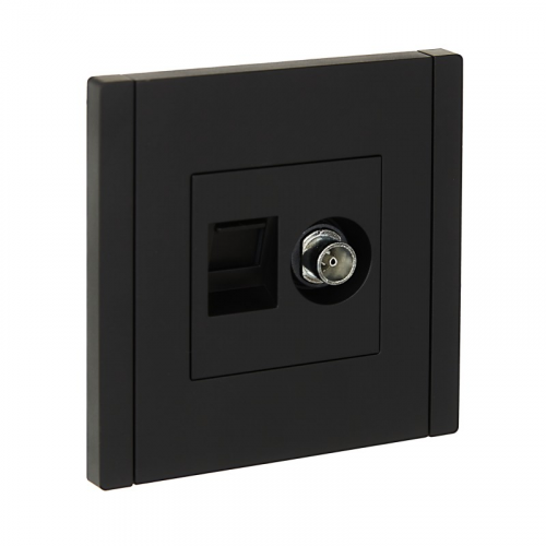 FORTE&PIANO Розетка двойная TV+RJ45 кат.6 FP137 черный IEK, цена за 1 шт