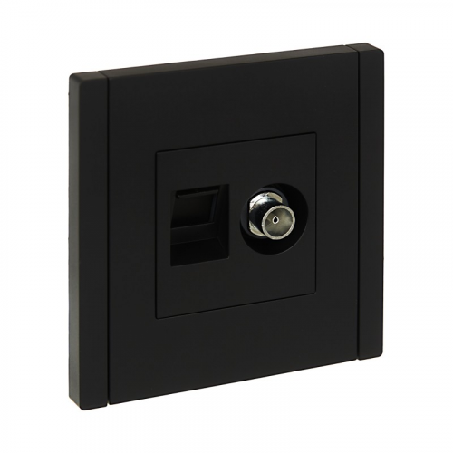 FORTE&PIANO Розетка двойная TV+RJ45 кат.5E FP136 черный IEK, цена за 1 шт
