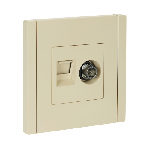FORTE&PIANO Розетка двойная TV+RJ45 кат.5E FP436 ваниль IEK, цена за 1 шт